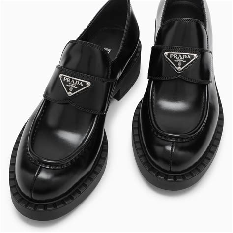 prada chocolate leather loafers.